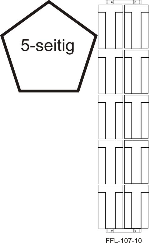 Flyer-Bodenständer 50 Fächer, 107 mm, 2-reihig, 5-seitig, schwarz
